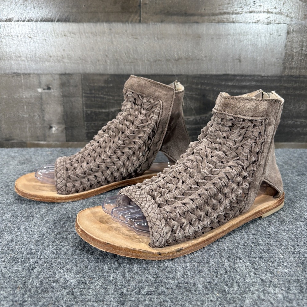 Free People Island Cruiser Woven Suede Sandals Boho Bootie Taupe EU 40 US 10